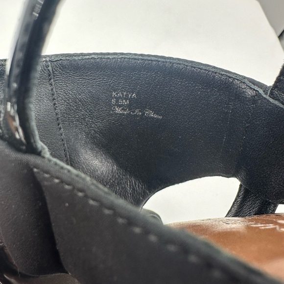 Donald Pliner Katya Block Heels Black Open Toe Slingback Sandel 8.5 Straps - Picture 7 of 11